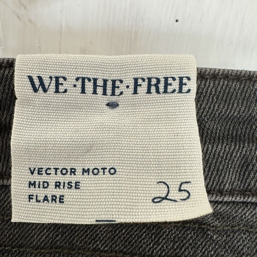 Free‎ People We The Free Vector Moto Flare Jeans Distressed Black Size 25 NWT - Picture 9 of 14